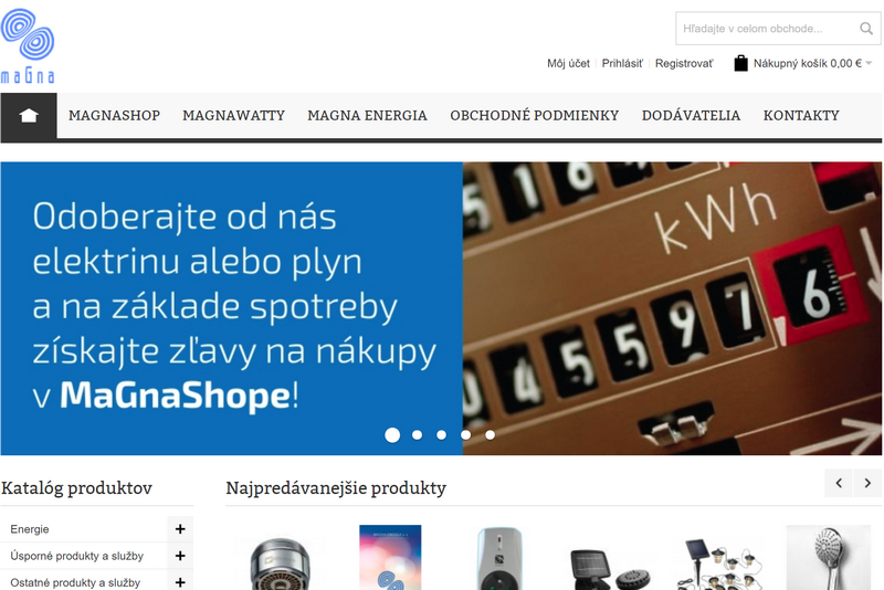Eshop pre zákazníkov spoločnosti MagnaEnergia s bonusovým systémom.